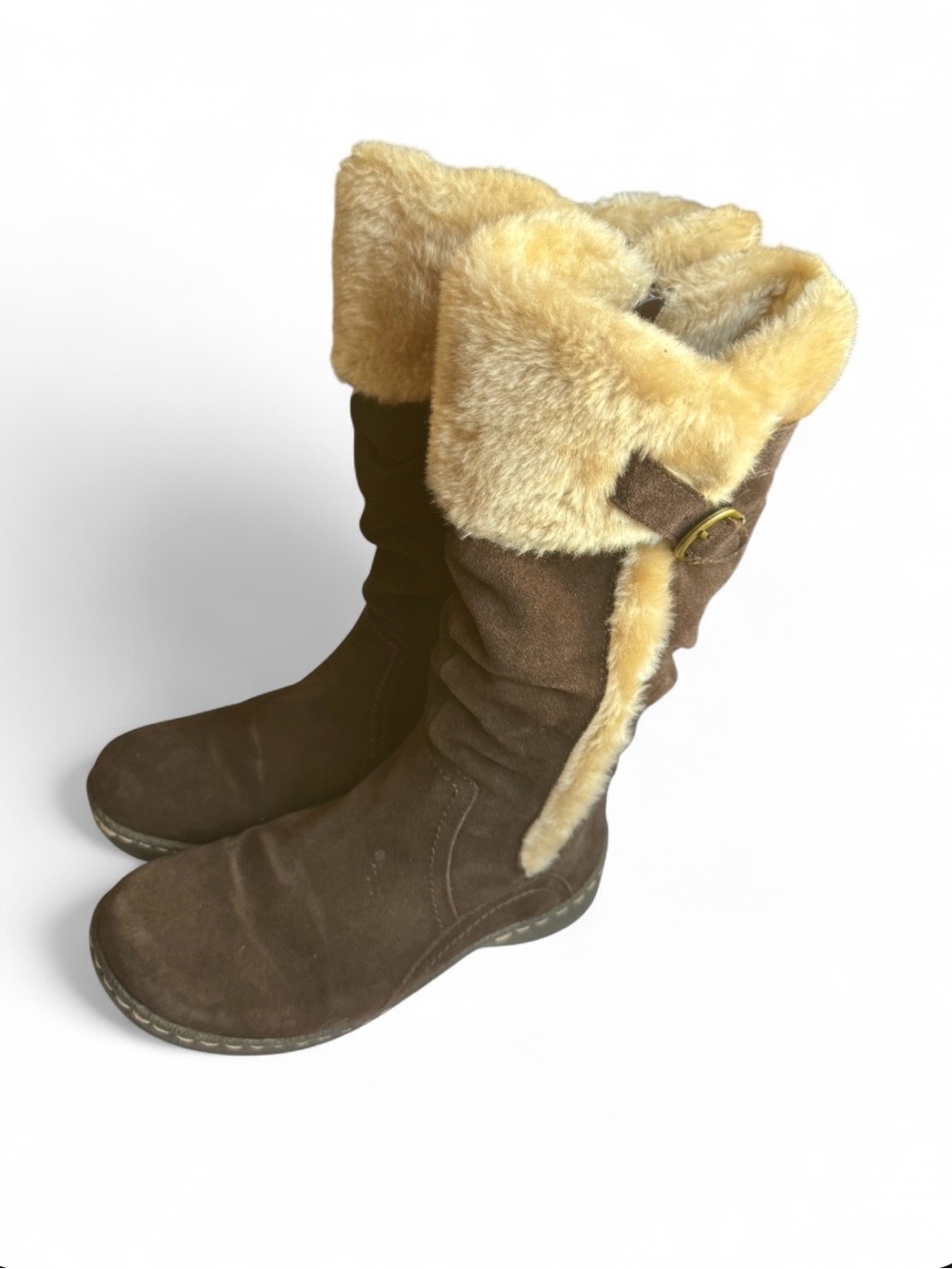 BareTrap Cozy Brown Leather Suede Winter Boots Size 9